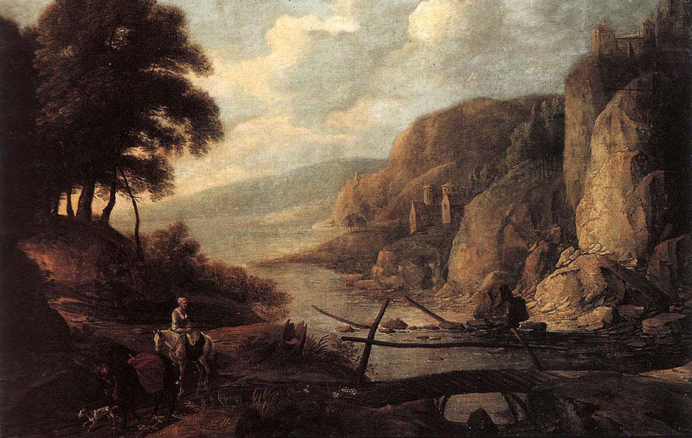 Cliffs and Sea with a Footbridge